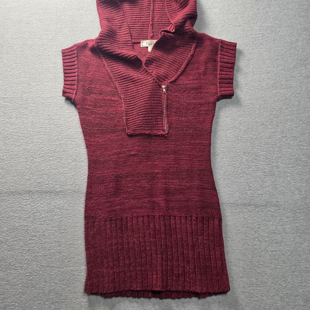 Hooded Quarter Zip Sweater Dress Womensโ Medium Pink Tunic Knit Decree